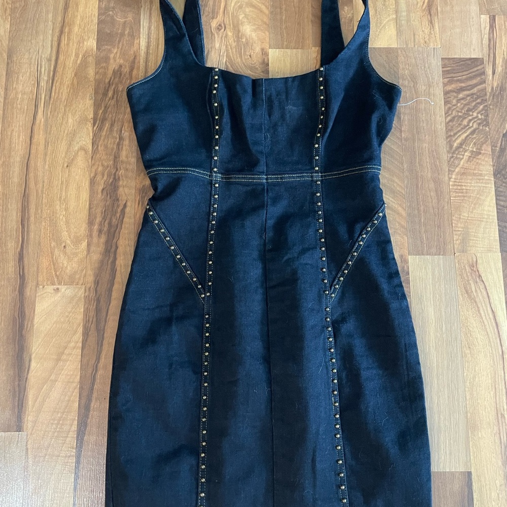 Elegant Denim Studded Dress